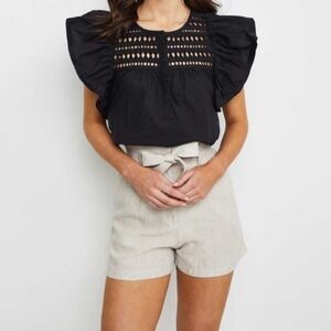 Scarlett poppies The Linen High-Waisted shorts natural beige paper-bag size L